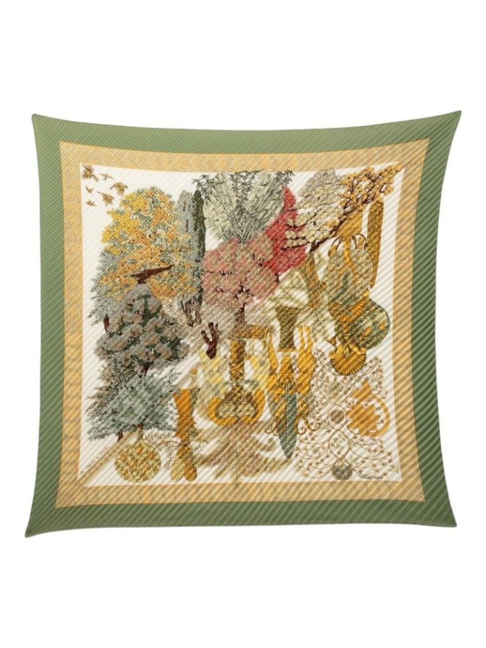 Hermes Carre 90 Pleated les Legendes de L'arbre Wood Legend Scarf Large